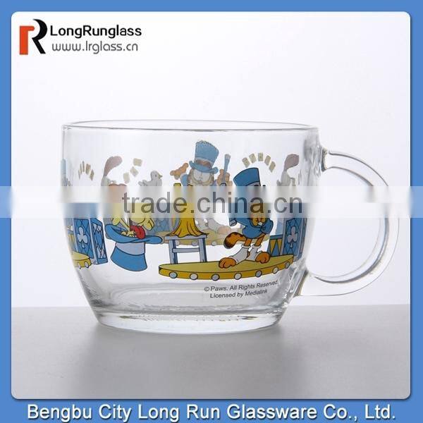 LongRun 17oz Anhui wholesale customoized glass container beautiful decal glassware with handle