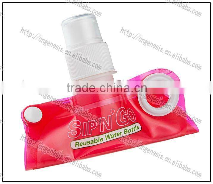 2016 sports foldable water bottle/food contact plastic water bottle