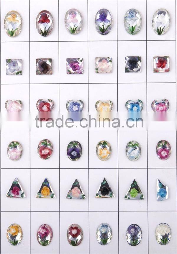 China crystal resin flat back clear gemstone pendant