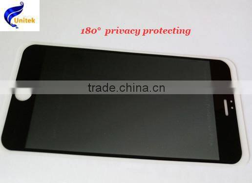 Two-way Privacy Protecting 9h hardness tempered glass screen 2.5D Gorilla glass silk printing white/black For Iphone 6/6Plus