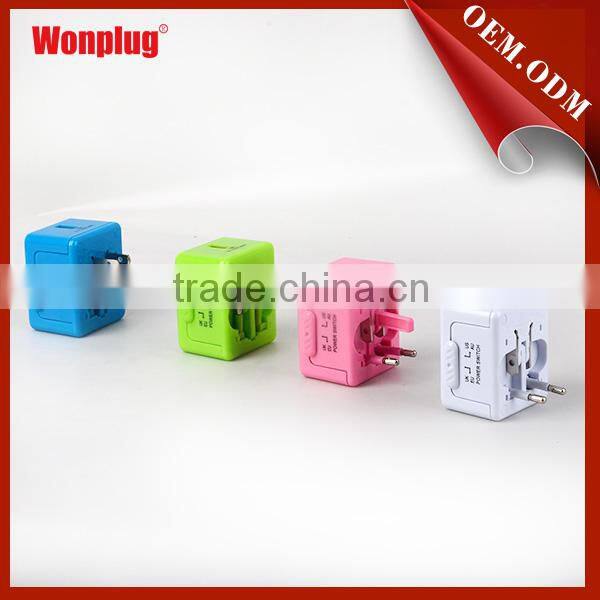 Smart appearance mini universal 1 usb travel adapter with LED light