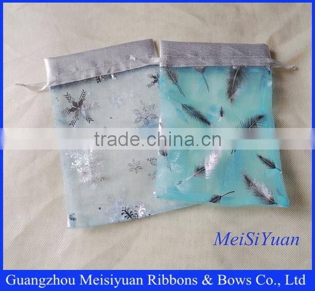 10*15cm Red Christmas organza favor bag with ribbon drawstring