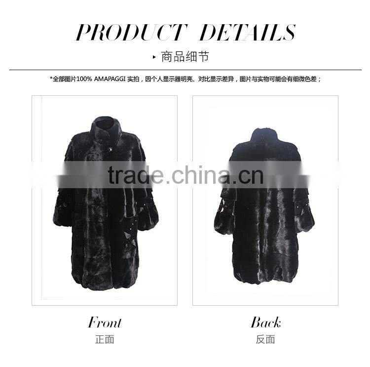 hot sale back mink fur long coat for women winter