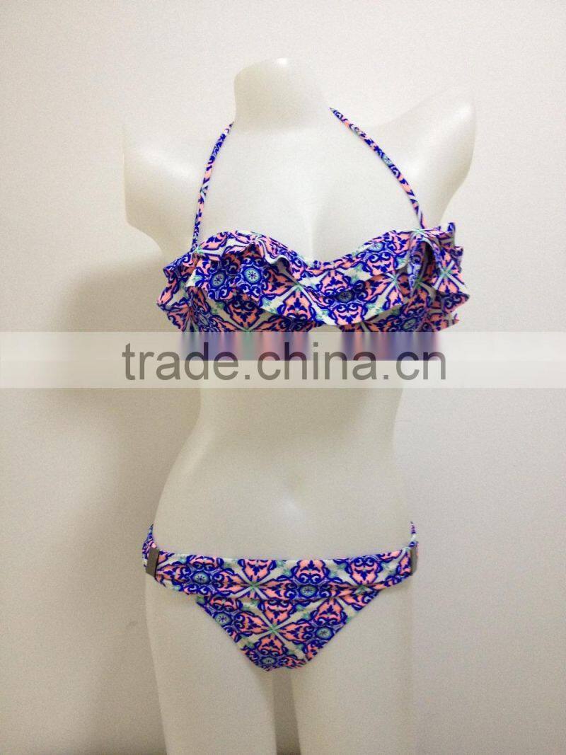 Sexy flower printing triangle swimwear bikini mature women hot super sexy bikini