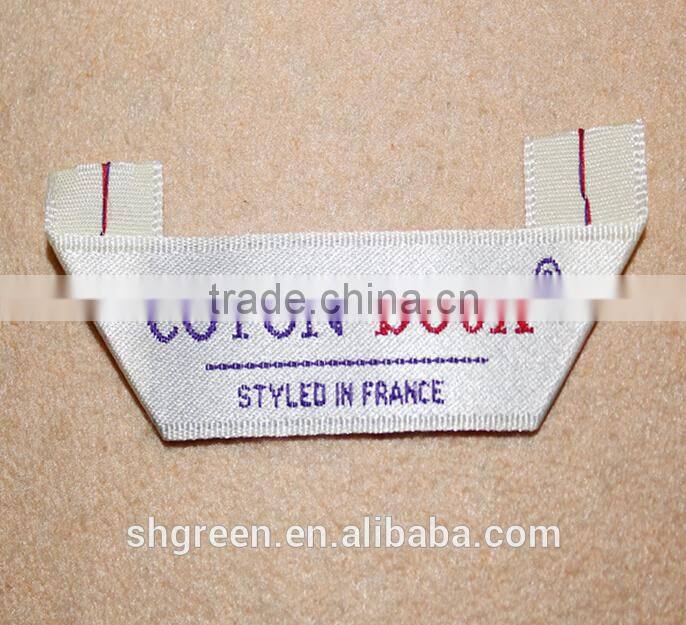 mitre-fold satin woven neck tag