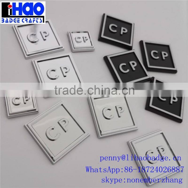 metal stickers ABS adhesive chrome plating black packing box plastic labels