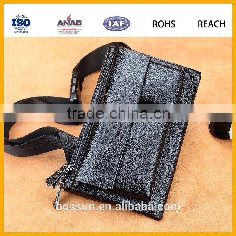 Fashion Design Genuine Leather Man Waist Bag Messenger Bag