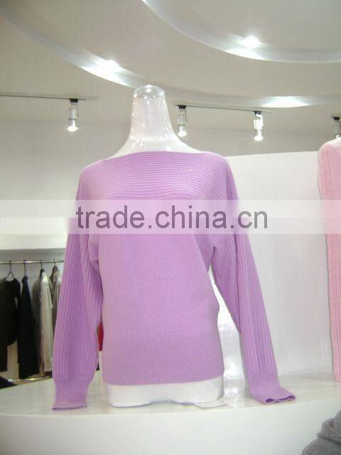 Ladies pure cashmere boat neck sweater