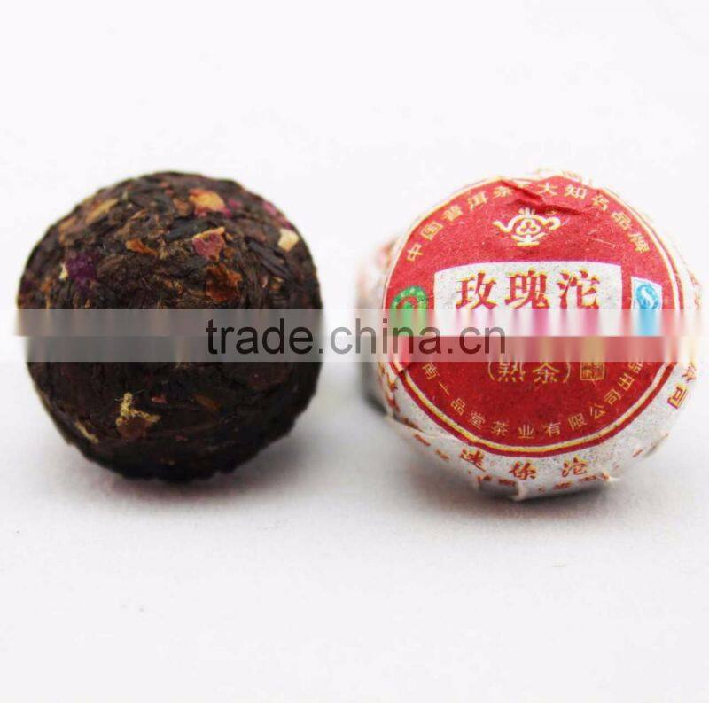 in bulk yunnan puer shu tuocha tea blended with rose flower