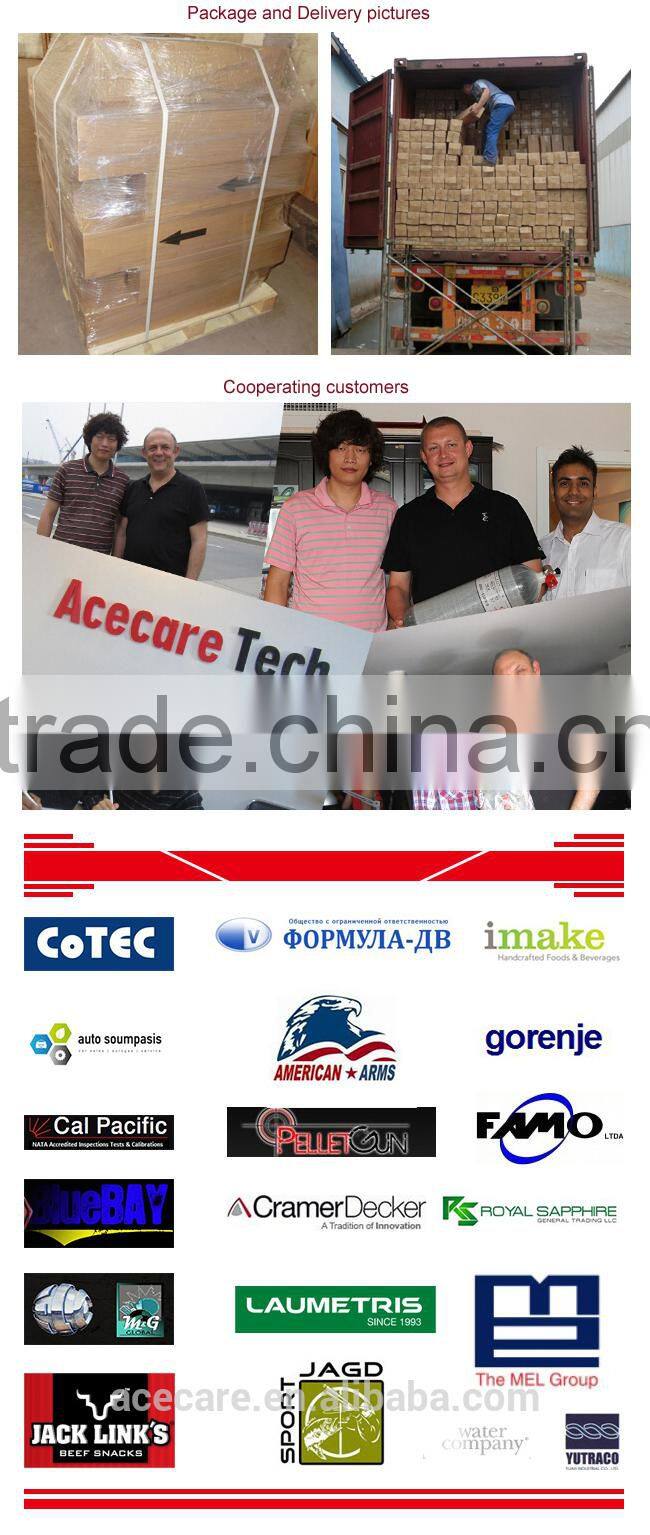 375cc-150bar Seamless aluminum alloy gas cylinder, aluminum gas cylinders CE certifiacte