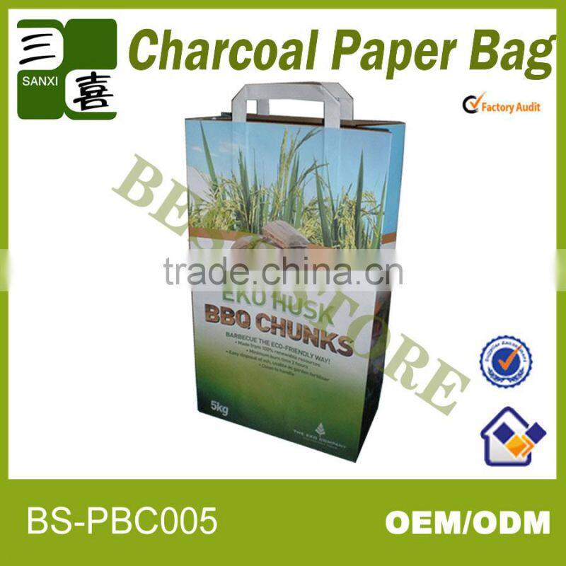 2014 new style durable double deck carbon and charcoal packing kraft paper bag