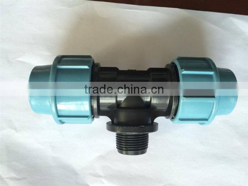 PP Compression Fitting Male Tee for pe pipe