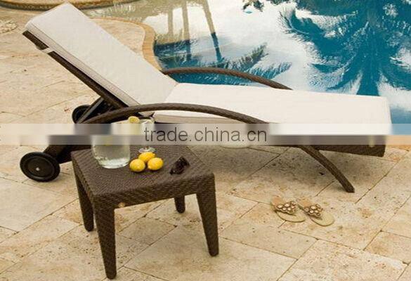 HK-outdoor wicker double seat rattan chaise lounge CF1216H+CF1216ST