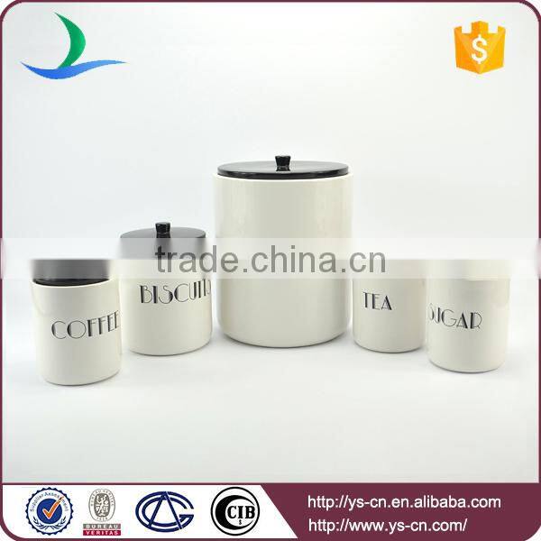 Wholesale modern style decal set of 5 ceramic kitchen canister sets