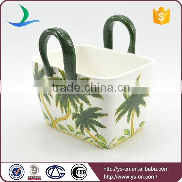 Coconut Tree Ceramic Basket Ware For Kitchen