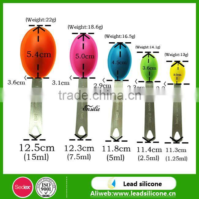 Multifunction Silicone Kitchen Utensil/ Different Volume 15ml, 7.5ml, 5ml, 2.5ml,1.25ml Silicone Measuring Spoon