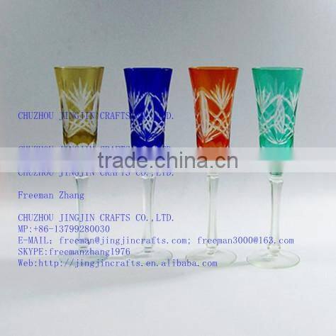 200ml blue colored series hand cut hotel banquet wine glass