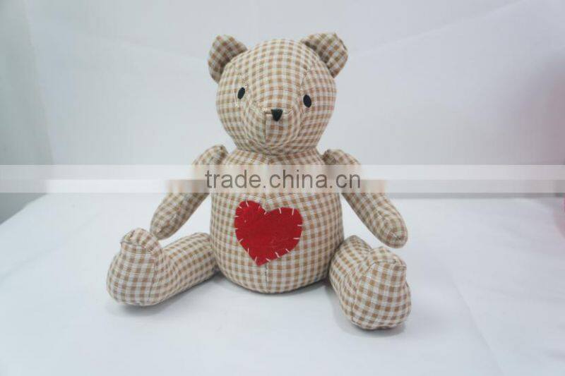 Store More Bear Checkd Cloth Sand Stuffed Cotton Animal Door Stopper