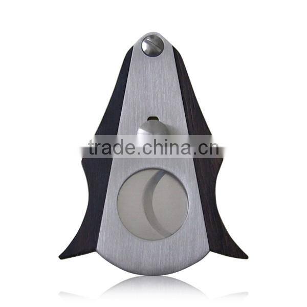 Wholesale Stainless steel silver double blade cigar cutter with metal handle