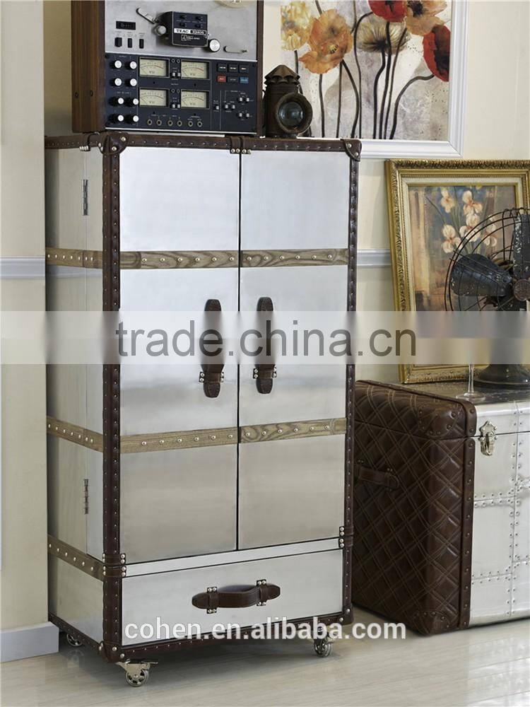 Foshan factory direct sale high quality American antique design classic wine cabinet covered by aluminium for livingroom