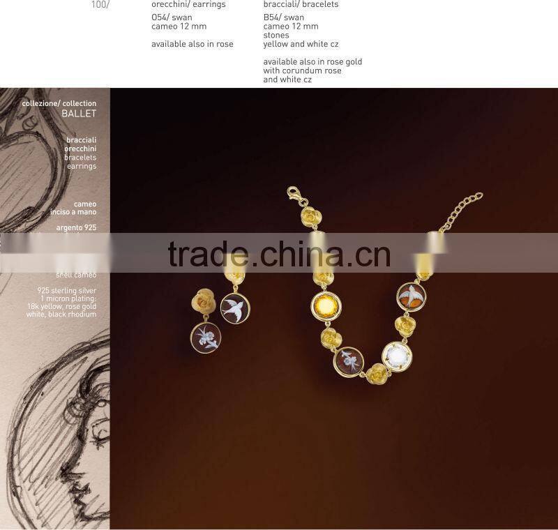 Alibaba Express Classic 925 Silver Middle East Cameo Earrings With Pearl Made in Italy O903 cameo 16mm And P903 cameo 16mm