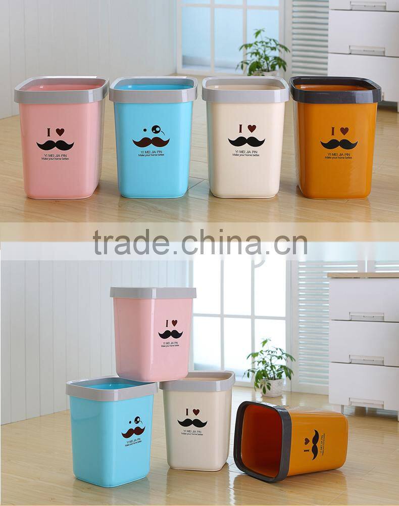 emc plastic trash waste bins, 18L square shape plastic trash bins