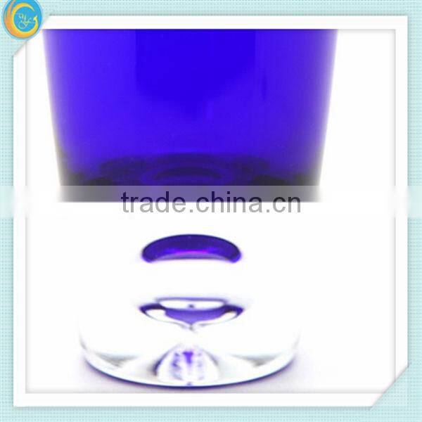 Blue cylinder glass vase for home decoration