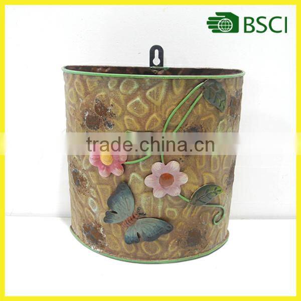 Metal 9.25 flower pot for art wall decor
