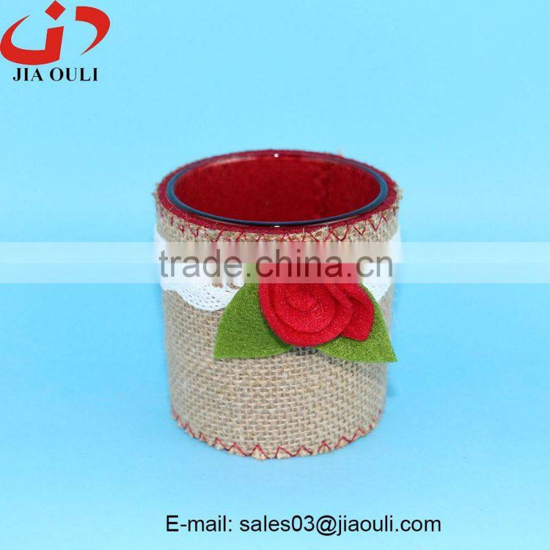 New design with non woven fabric cover glass nursery pot glass cup planter