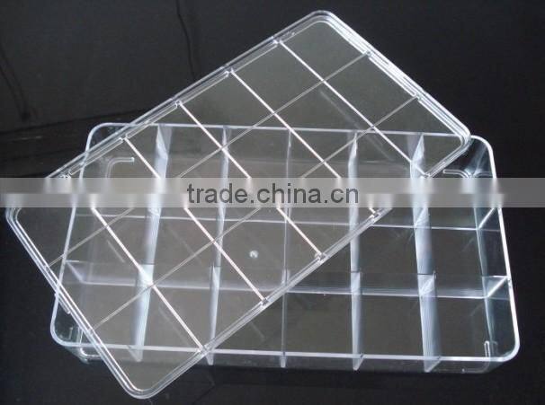 18 Compartments High Transparency PS Plastic Material Storage Box With Dividers