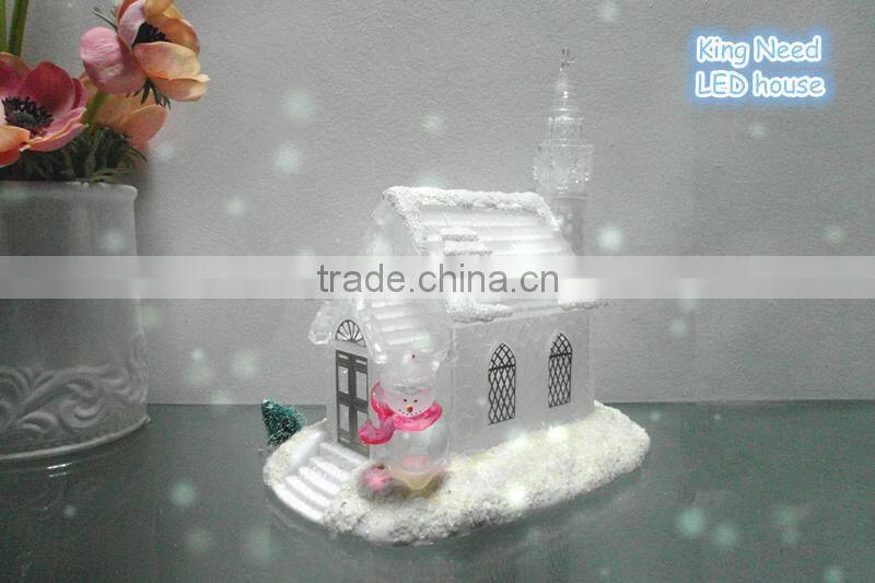 2015Dongguan Acrylic 7inch snow house with LED color-changing Light