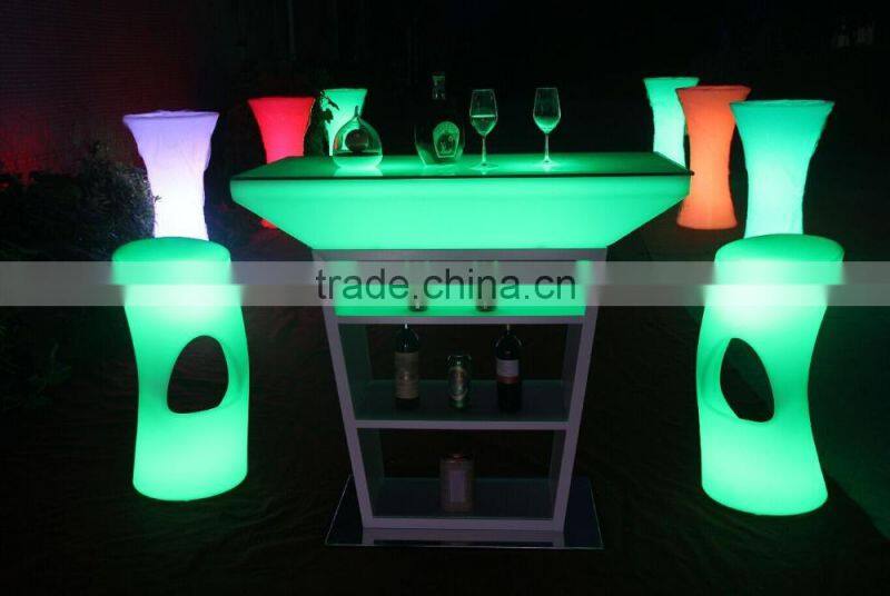 led illuminated home bar counter with stainless steel shelf