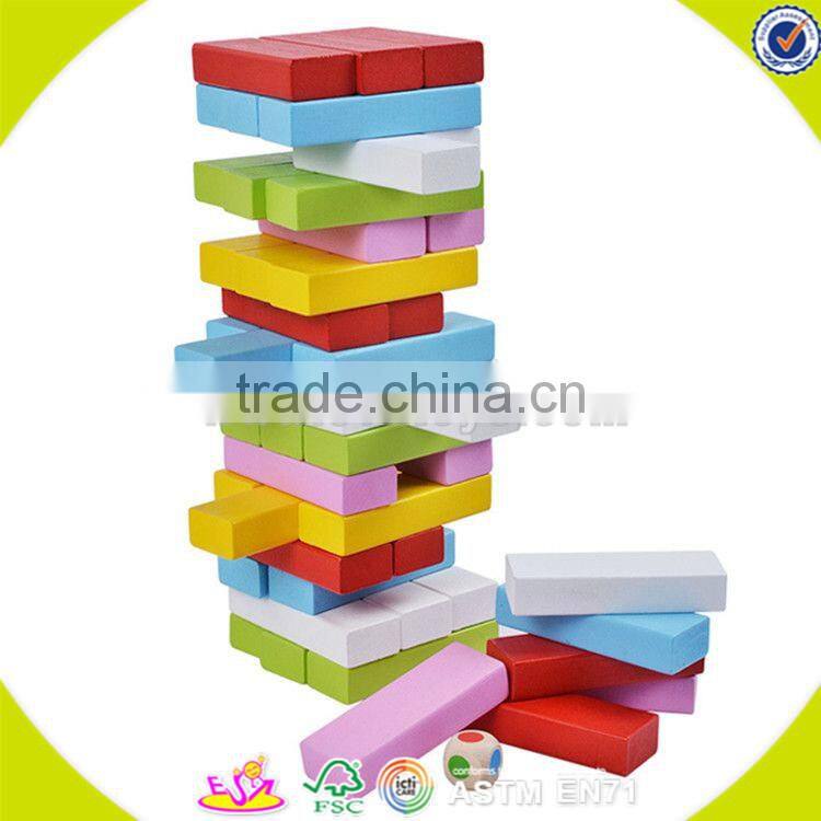 Wholesale hot sale 48 pcs wooden toddler stacking bricks toy teaching aid wooden toddler stacking bricks toy W13D151