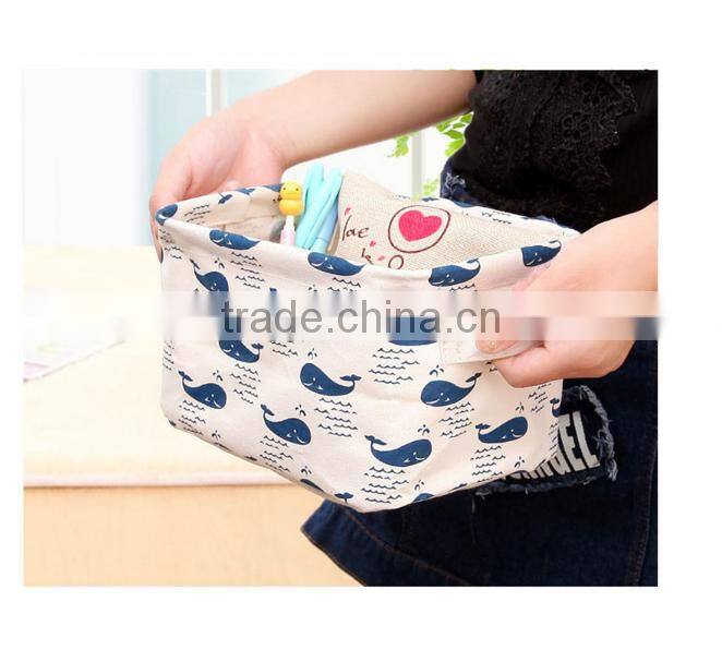 Cute Linen Desk Storage Case Cosmetic Stationery Jewellery Organizer Holder
