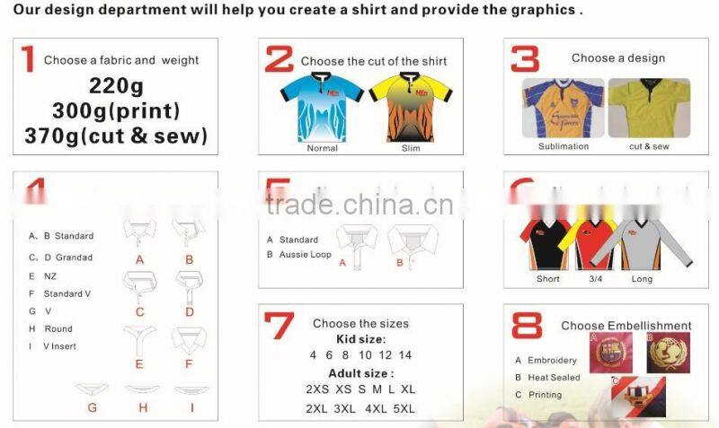 sublimation stretch tear resistance cool dry polyester/spandex XL size rugby uniform