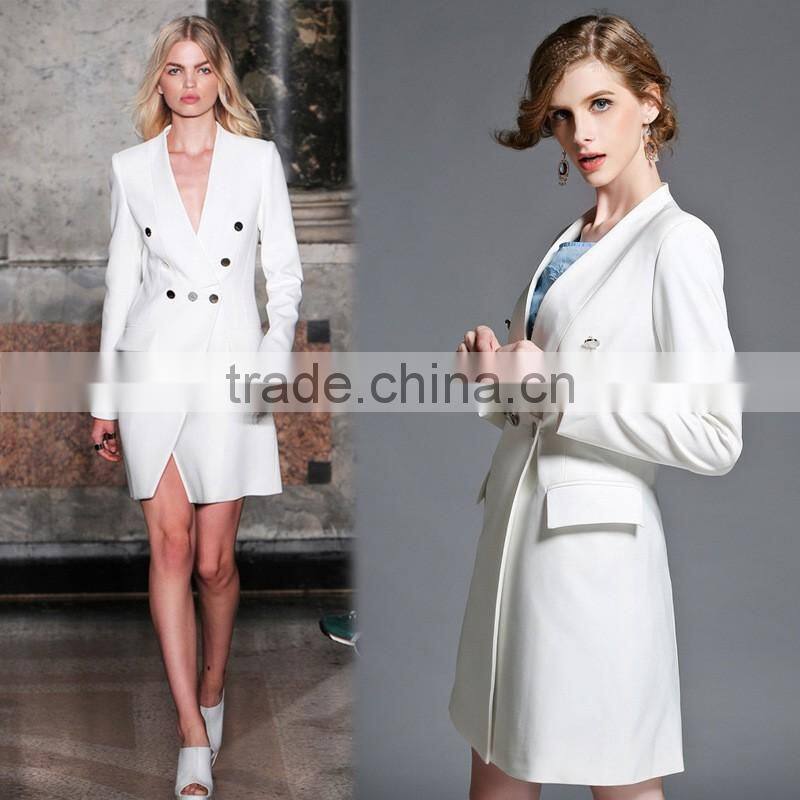 2016 Women Fashion Winter Wool Fabric Long Knee Length Coat for Girls