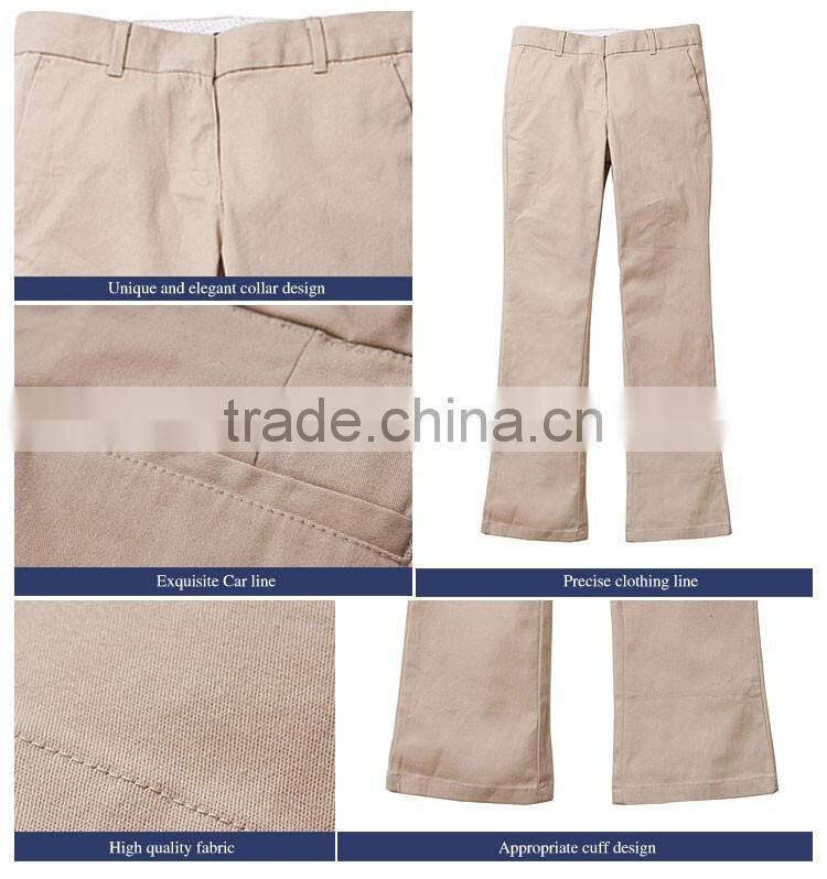 Wholesale Cotton Khaki School Pants With Elastic Waist For Juniors Boys