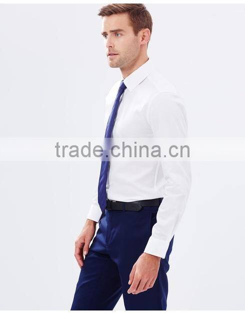 Hot selling plain white office business men's uniform shirt with tie