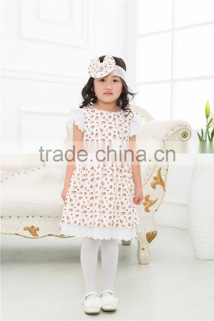 Boutique baby clothing summer new design flower girl dress baby girl fashion dress with headband