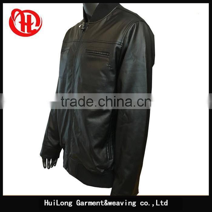 customized bomber style men pu leather jacket for men