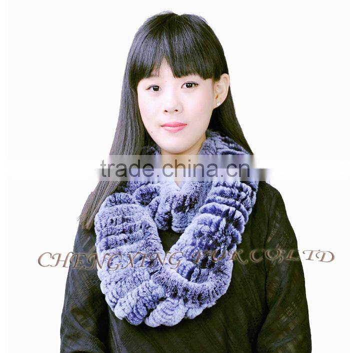 CX-S-125D Beautiful Women Real Rex Rabbit Fur Winter Fashion Lady Scarf custom scarf no minimum