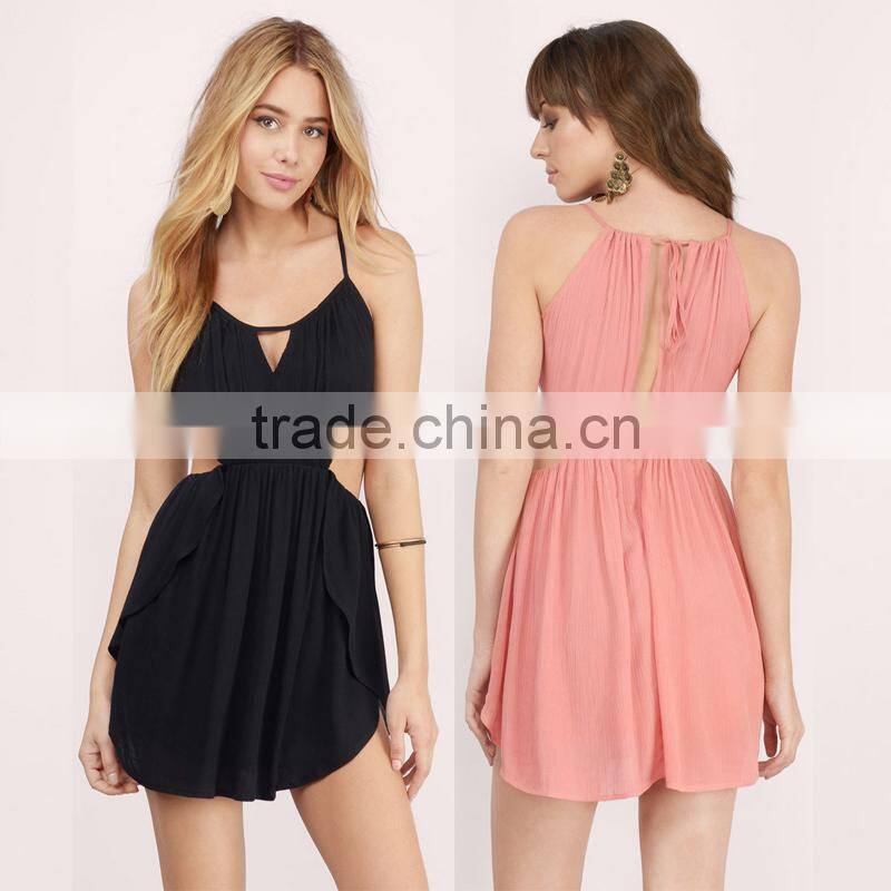 Maxnegio sexy short necked women mini beach dress