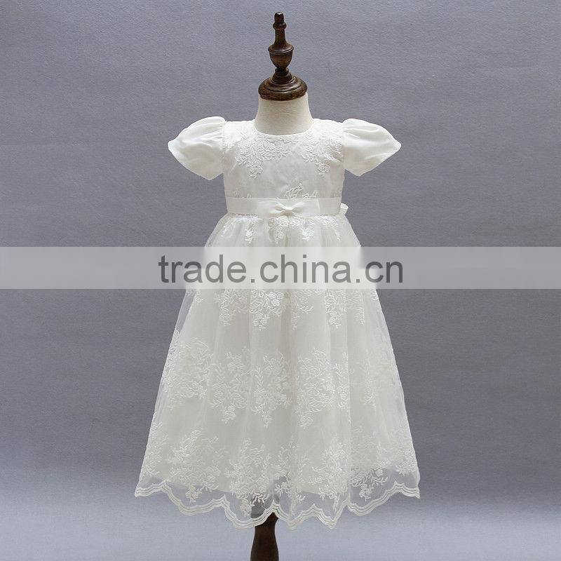 New arrival baby Clothes wholesale Hot sale tulle cheap 2017 Children's Boutique short sleeve white summer elegant dress