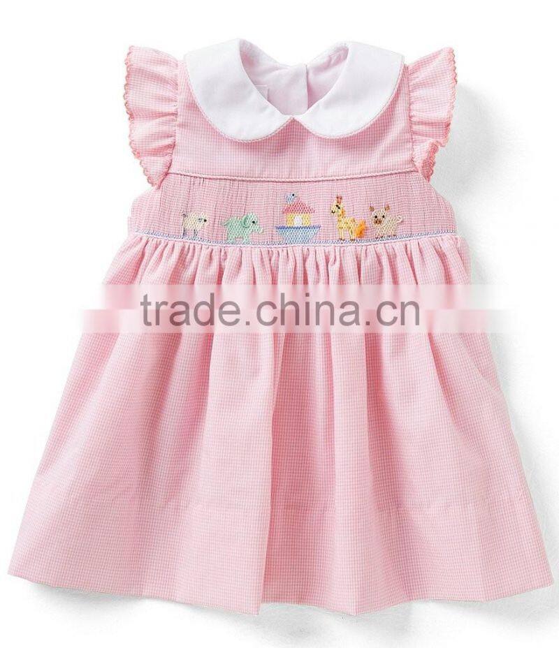 2017 new fashion wholesale gingham children's boutique clothing baby seersucker bubble clothes set