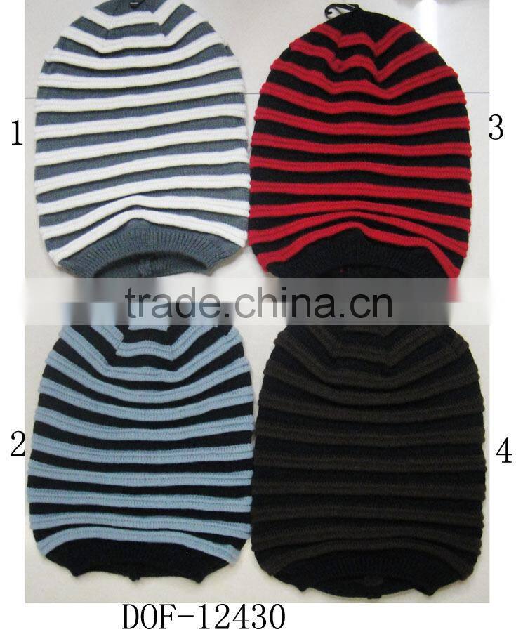 Fashion most popular 100%acrylic crochet knitted stripe hot cap for winter in stock now!