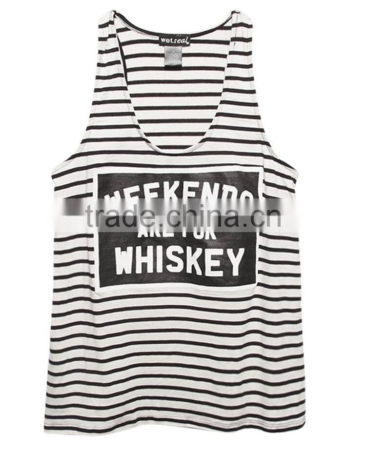 Simple design striped singlet loose tank tops wholesale women