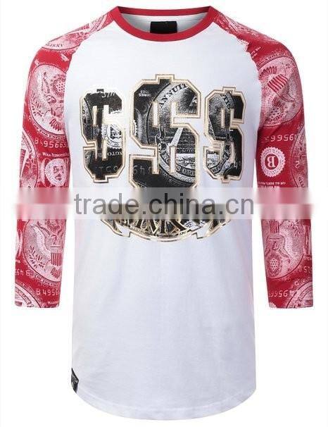 Men's Hipster Hip Hop Graphic Pattern 3/4 Sleeve Baseball T Shirt Fashion Sublimation Printed Raglan Jersey Shirt