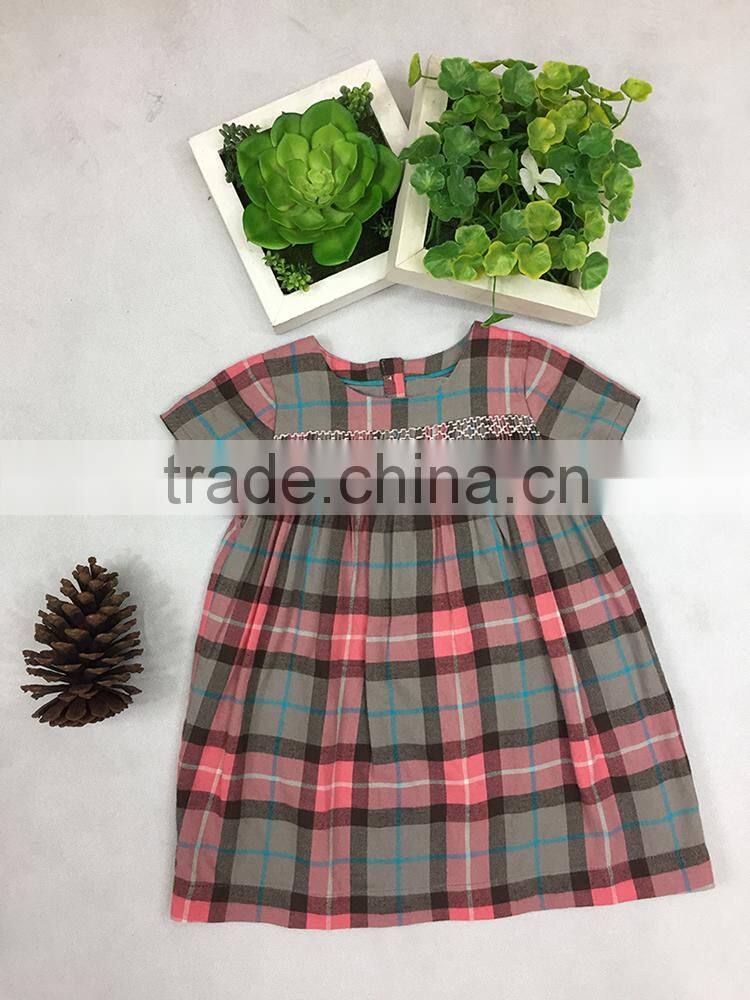 New kids design short sleeve smocked children clothing wholesale one piece baby girl dress