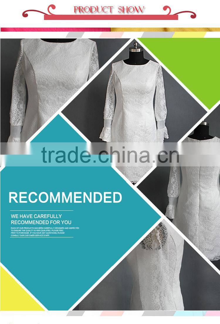 Long Sleeve Lace Applique Bridal Wedding Dress