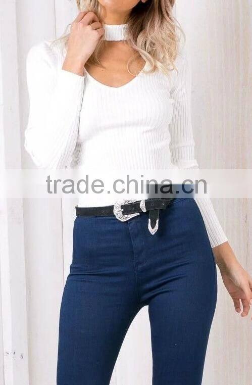 Runwaylover EY2350B Sexy Deep V-Neck Ladies Fashion Halter Tight T-Shirts